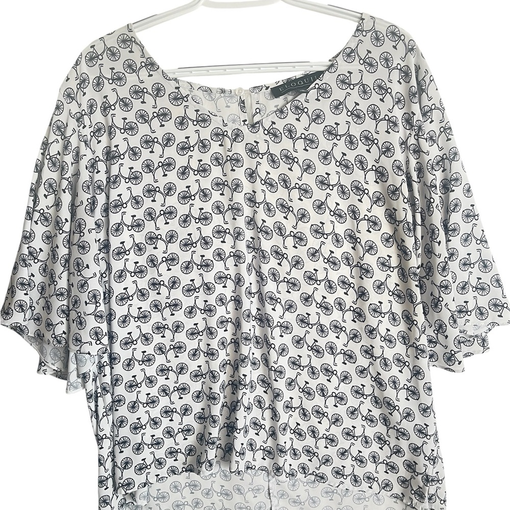 Eloquii Black and White Boxy 3/4 Sleeve Blouse